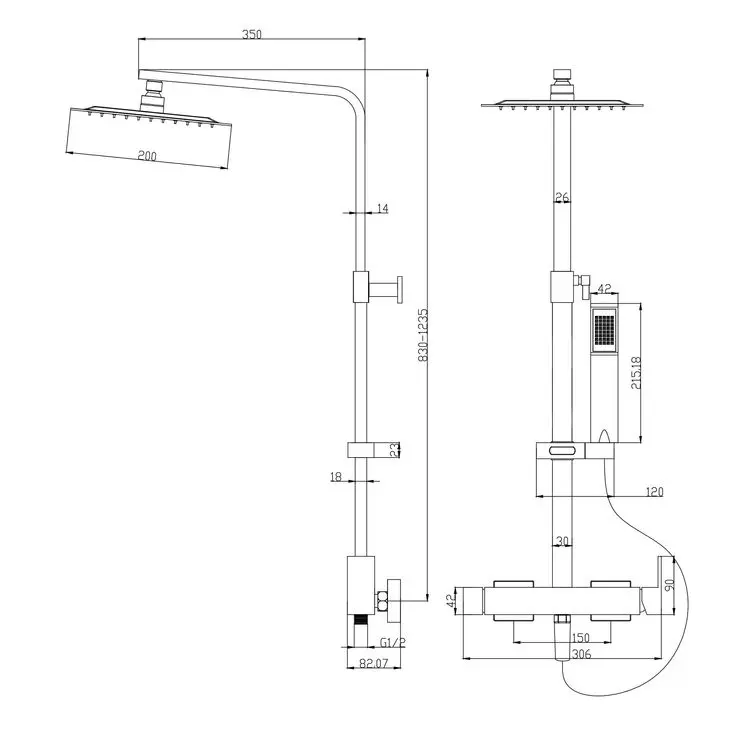 Colonna Doccia Monocomando - Mirtak - Nero Opaco - Linea Vega - immagine 3