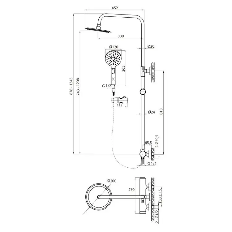 Colonna Doccia Monocomando - Mirtak - Nickel Satinato PVD - Linea Era - immagine 3