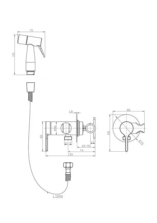 Miscelatore Bidet Ad Incasso - Mirtak - Bianco Opaco - Linea Era - immagine 2