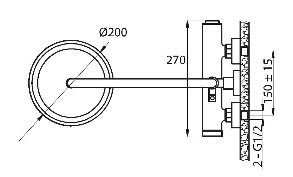 Miscelatore Monocomando Doccia A Parete - Mirtak - Cromato - Linea Era - immagine 2