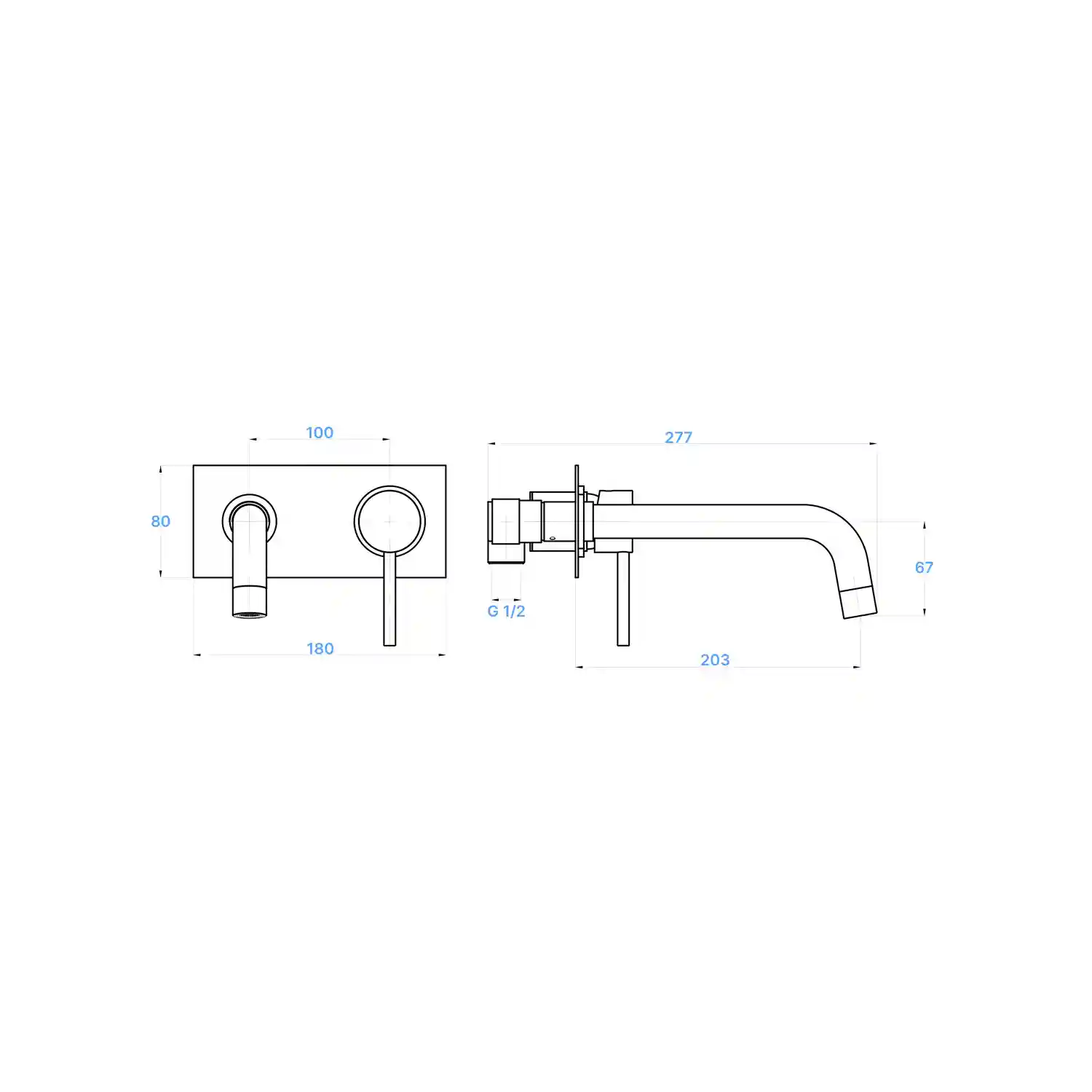 Miscelatore Lavabo Ad Incasso (Piastra Ovale) - Mirtak - Nero Opaco - Linea Era - immagine 2