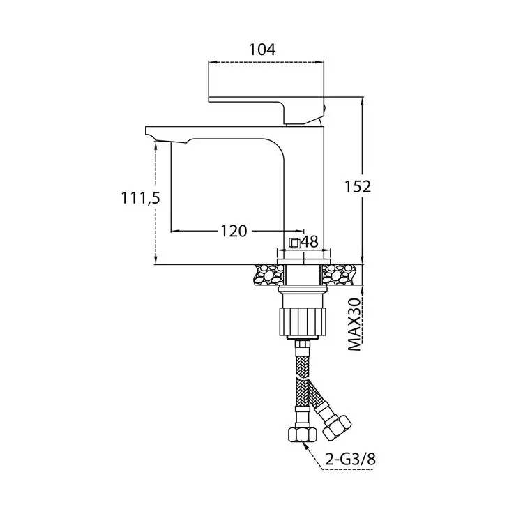Miscelatore Lavabo Monocomando - Mirtak - Cromato - Linea Vega - immagine 3