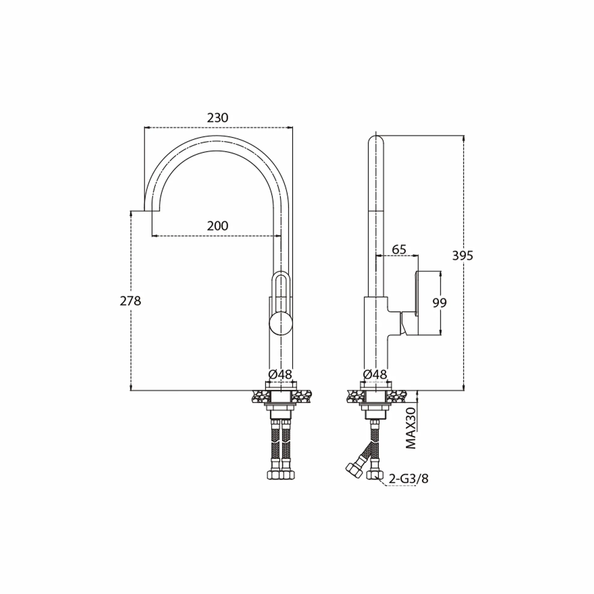Miscelatore Lavabo Monocomando Per Cucina - Mirtak - Oro Nero - Linea Maia - immagine 2