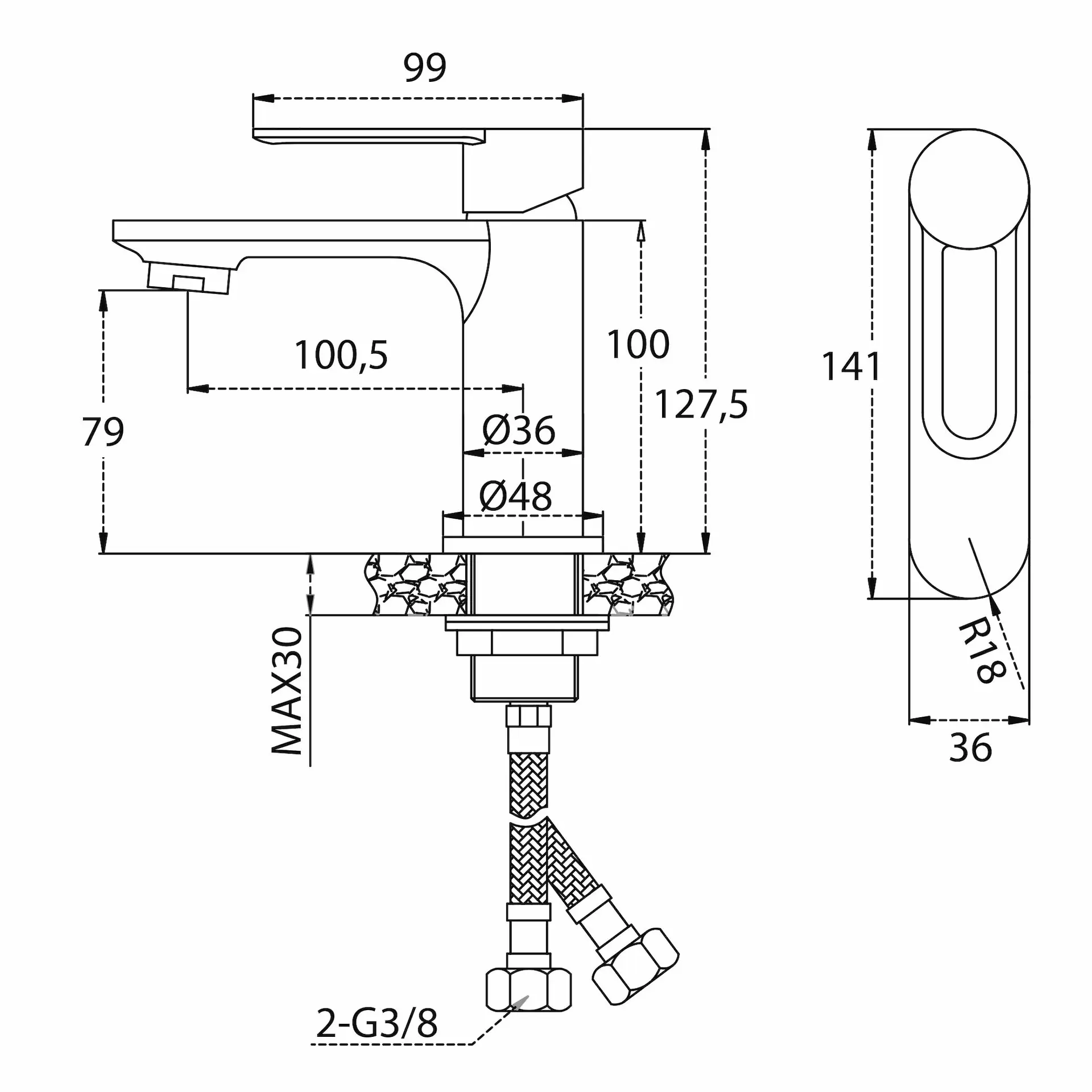 Miscelatore Lavabo Monocomando - Mirtak - Oro Nero - Linea Maia - immagine 2