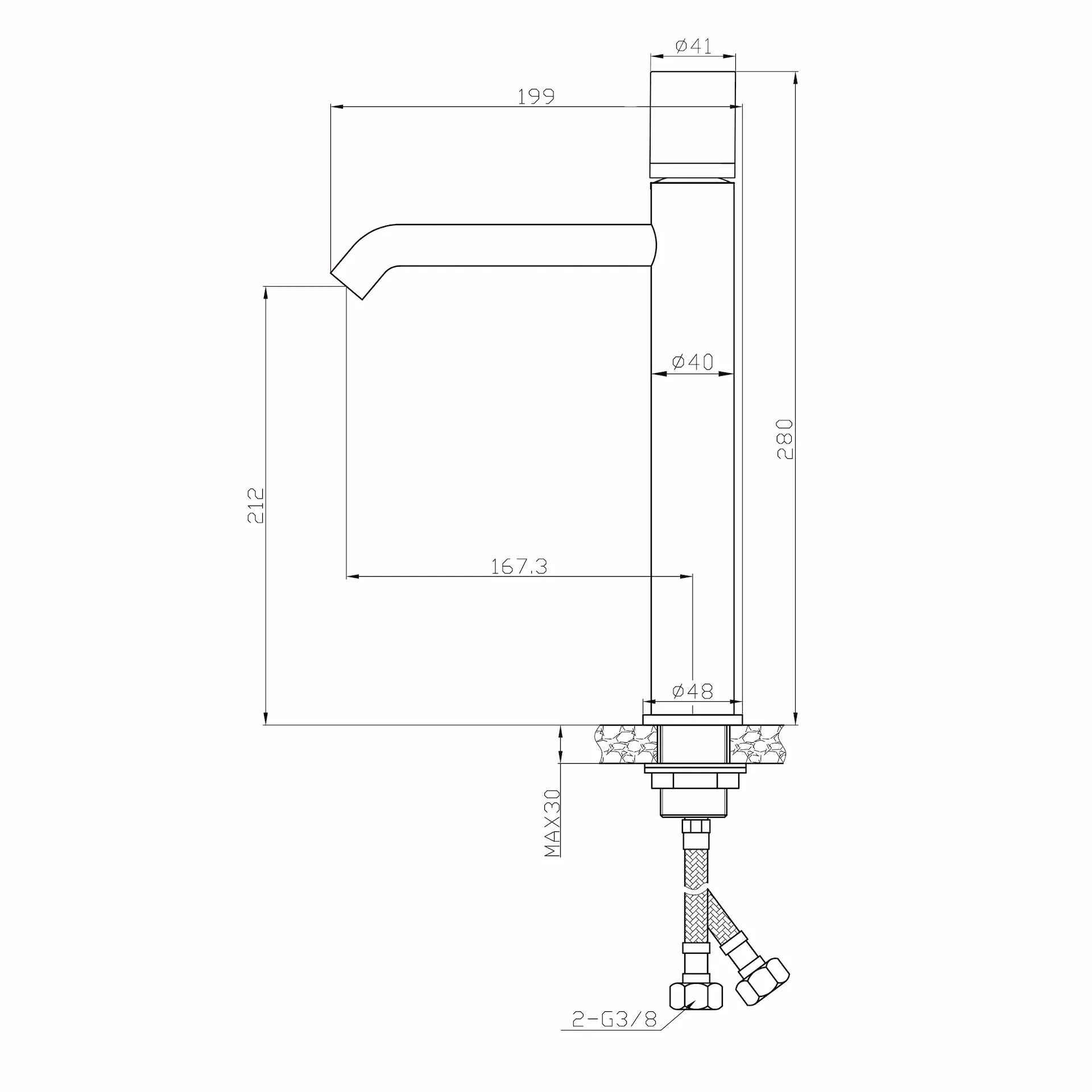 Miscelatore Lavabo Alto - Mirtak - Cromato - Linea QUO N - immagine 3