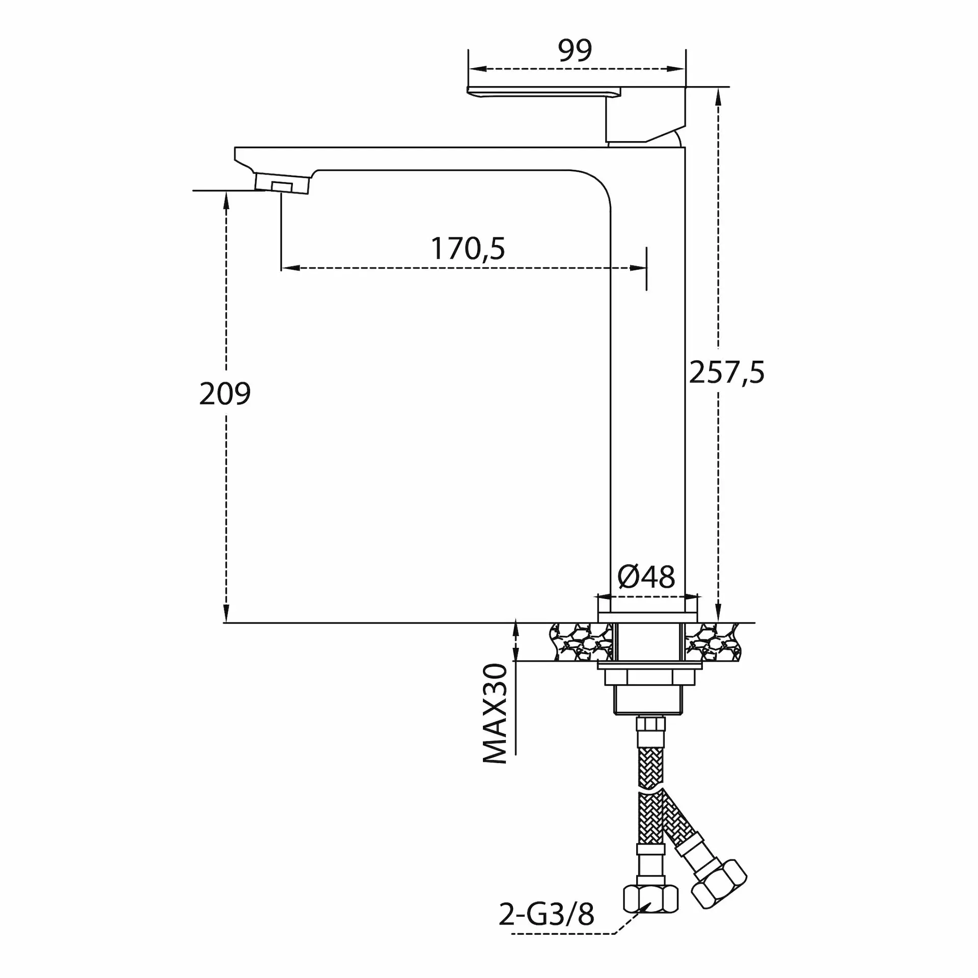 Miscelatore Lavabo Alto - Mirtak - Nero Opaco - Linea Maia - immagine 3