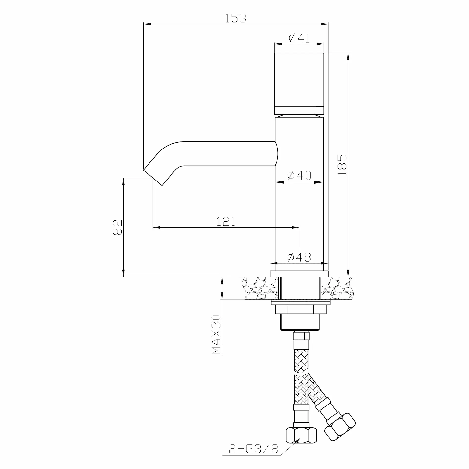 Miscelatore Lavabo Monocomando - Mirtak - Cromato - Linea QUO B - immagine 3
