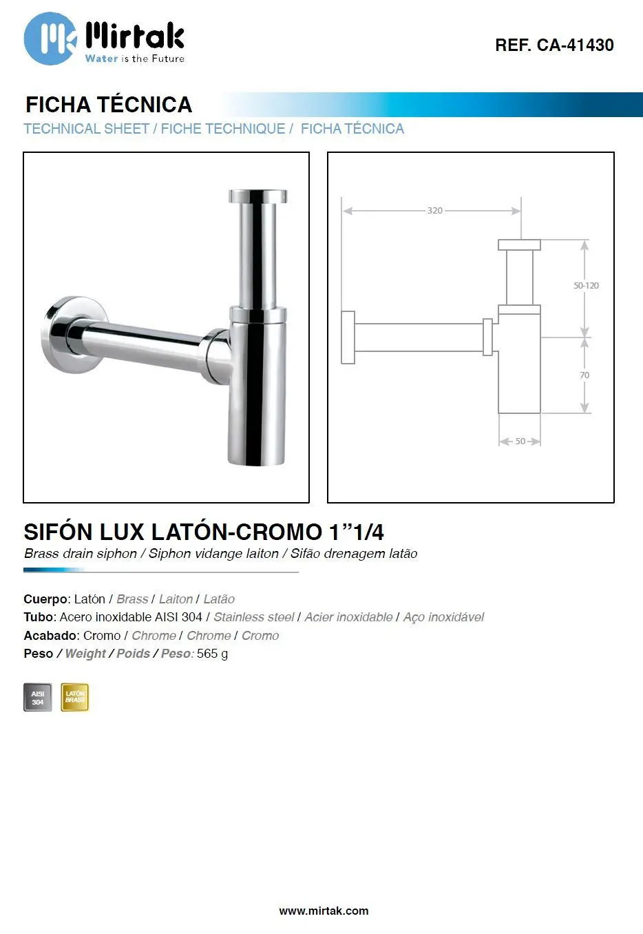 Sifone - Mirtak - Cromato - Linea Decua - immagine 2